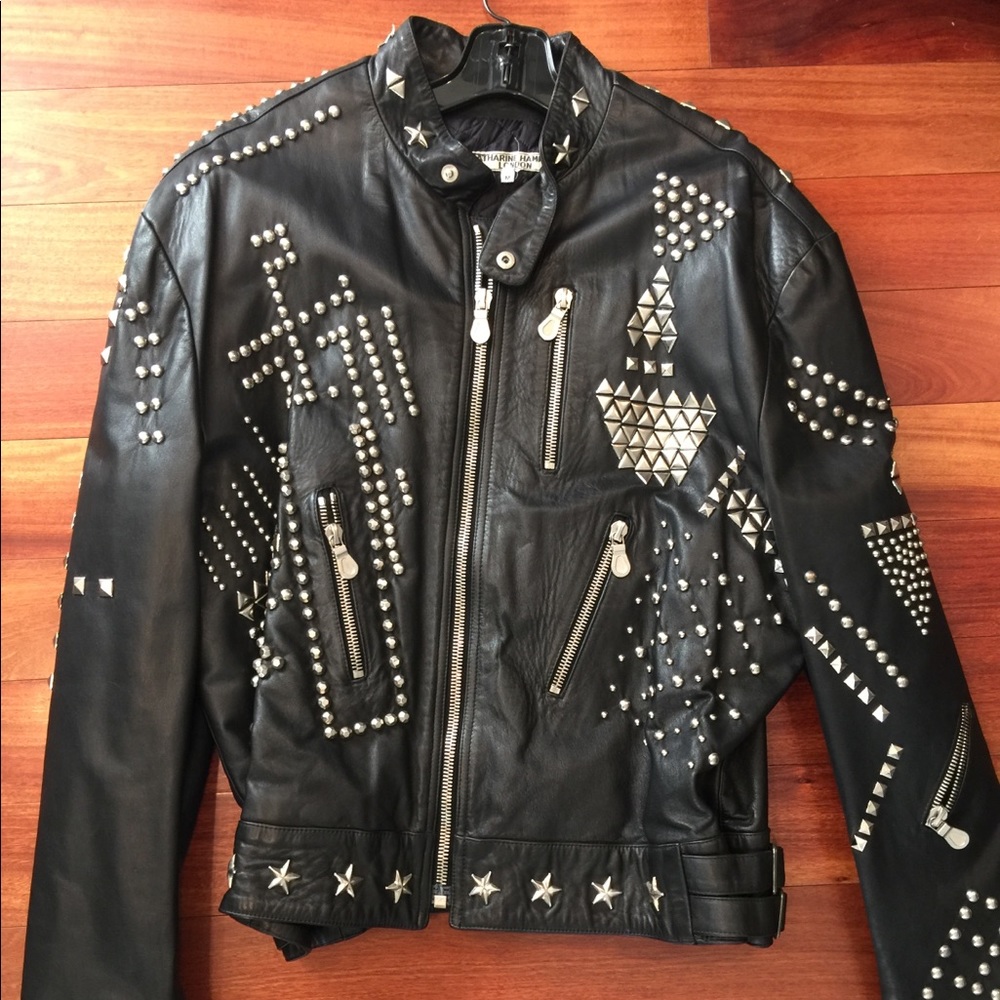 Vintage Katherine Hamnett biker jkt. Size M.